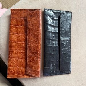 Black/Brown crocodile Clutch Wallets sold as a set